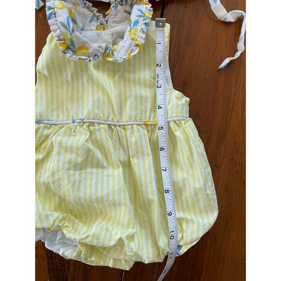Cynthia Rowley 3-6 Month One Piece Set Hat Covered Buttons Yellow Lemon Bubble - Picture 11 of 13